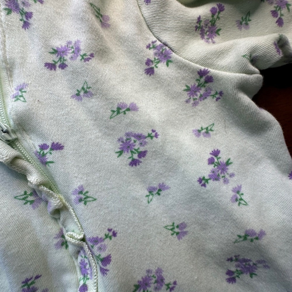 Baby‎ Girl Sleepers Footed Pajamas 3 Piece Set Floral Hearts Newborn Infant - Picture 2 of 8